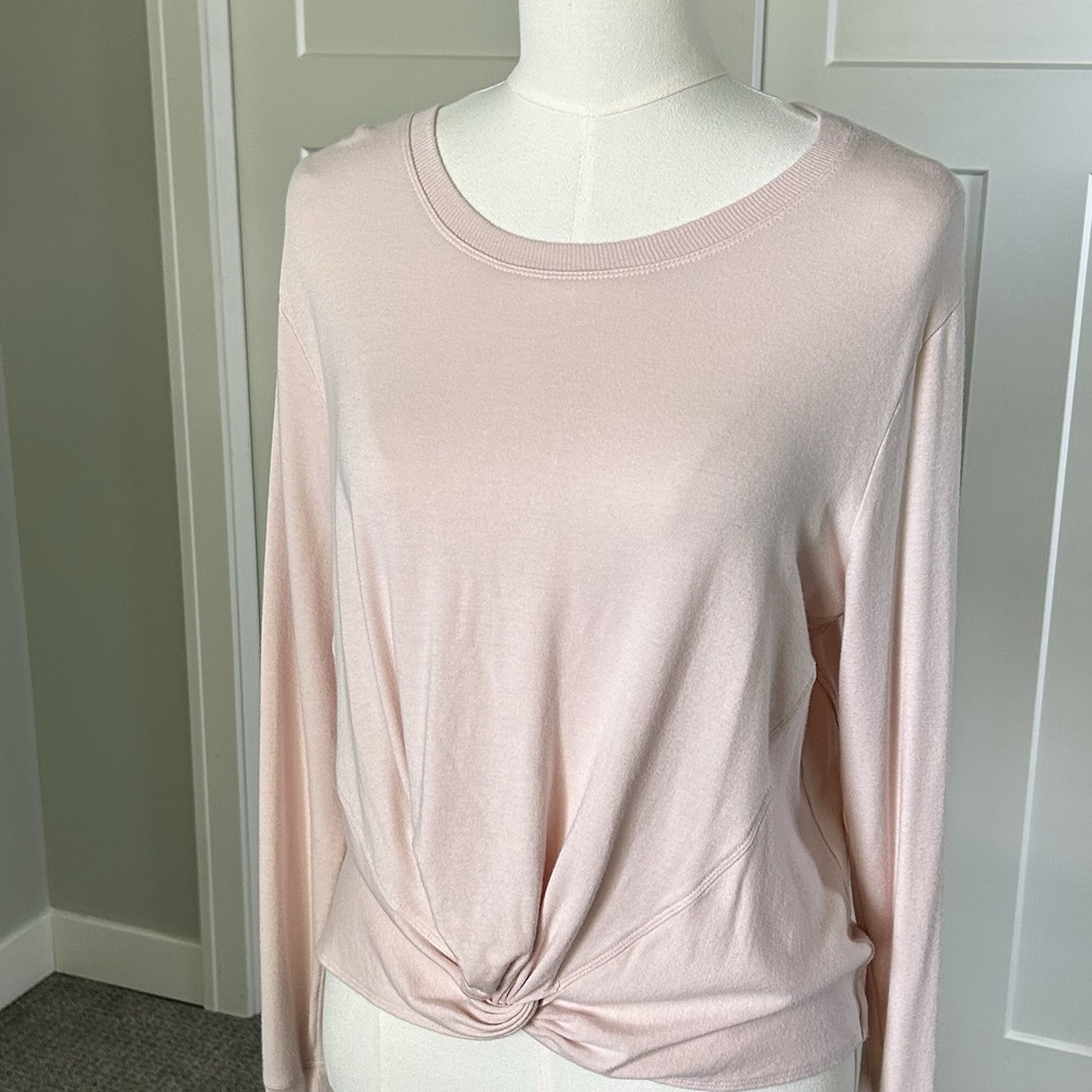 Athleta Twist Front Sweatshirt Womens M Blush Pink Modal Long Sleeve Nirvana - Picture 10 of 10